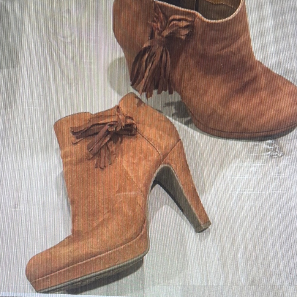 Brown Suede Ankle Boots with Tassels